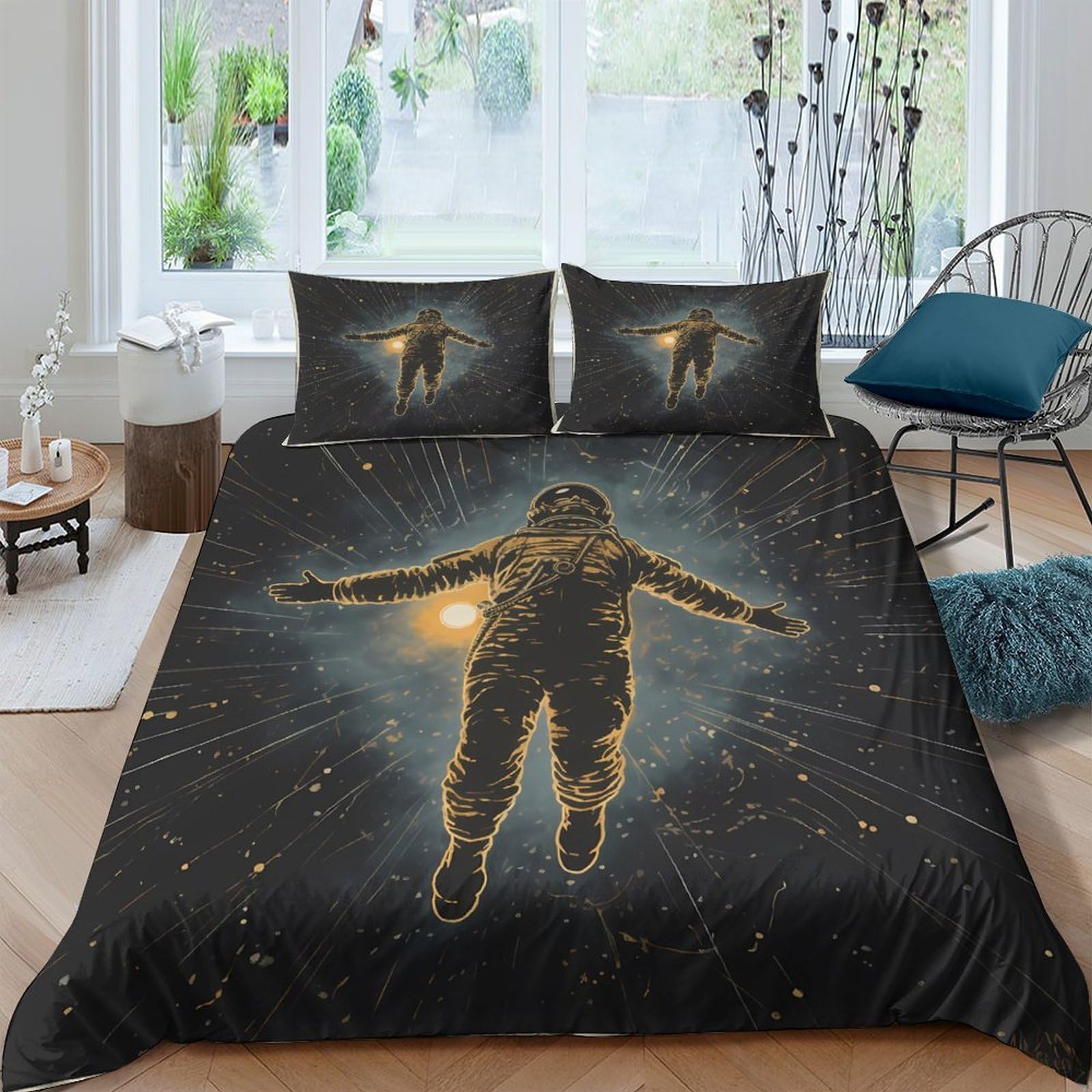 Ctjqhvkz Style-9 3D Printed Astronaut Universe Fitted Sheet Microfiber Soft Bed Sheet Cosmic Space Mattress Cover Bedroom Decor Single（135X200cm）