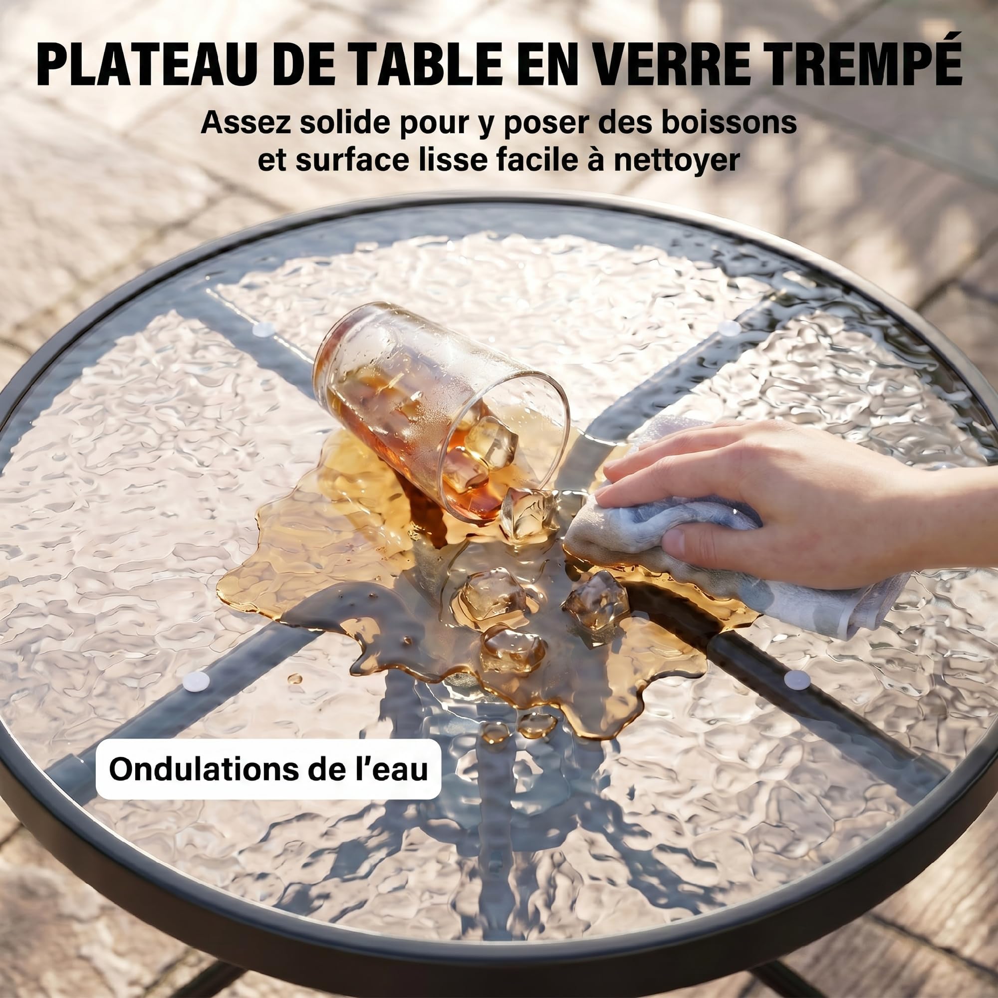 Outsunny Tavolino con 2 Sedie Set Mobili 3pz Pieghevole Regolabile Esterno Textilene Marrone