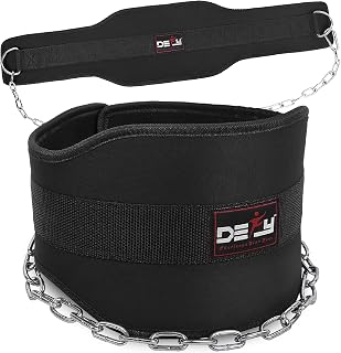 DEFY Dip Belt for Weight Lifting with 36" Steel Chain - 370 lbs weightlifting capacity - Neoprene Gym powerlifting belt for powerlifting & strength training for men & women