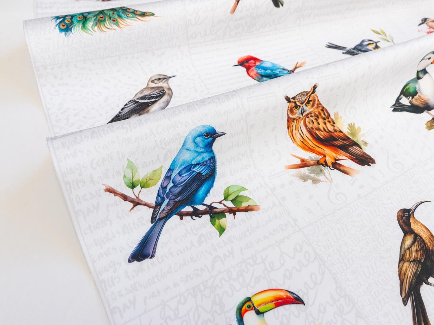 Fabrics Birds. Cotton Charm Packs, Fat Quarters Bundles, 42 Different Motifs. Ideal for Quilts, Sewing, Blankets, and I Spy Games for Kids, 36" x 31" Continuous Panel