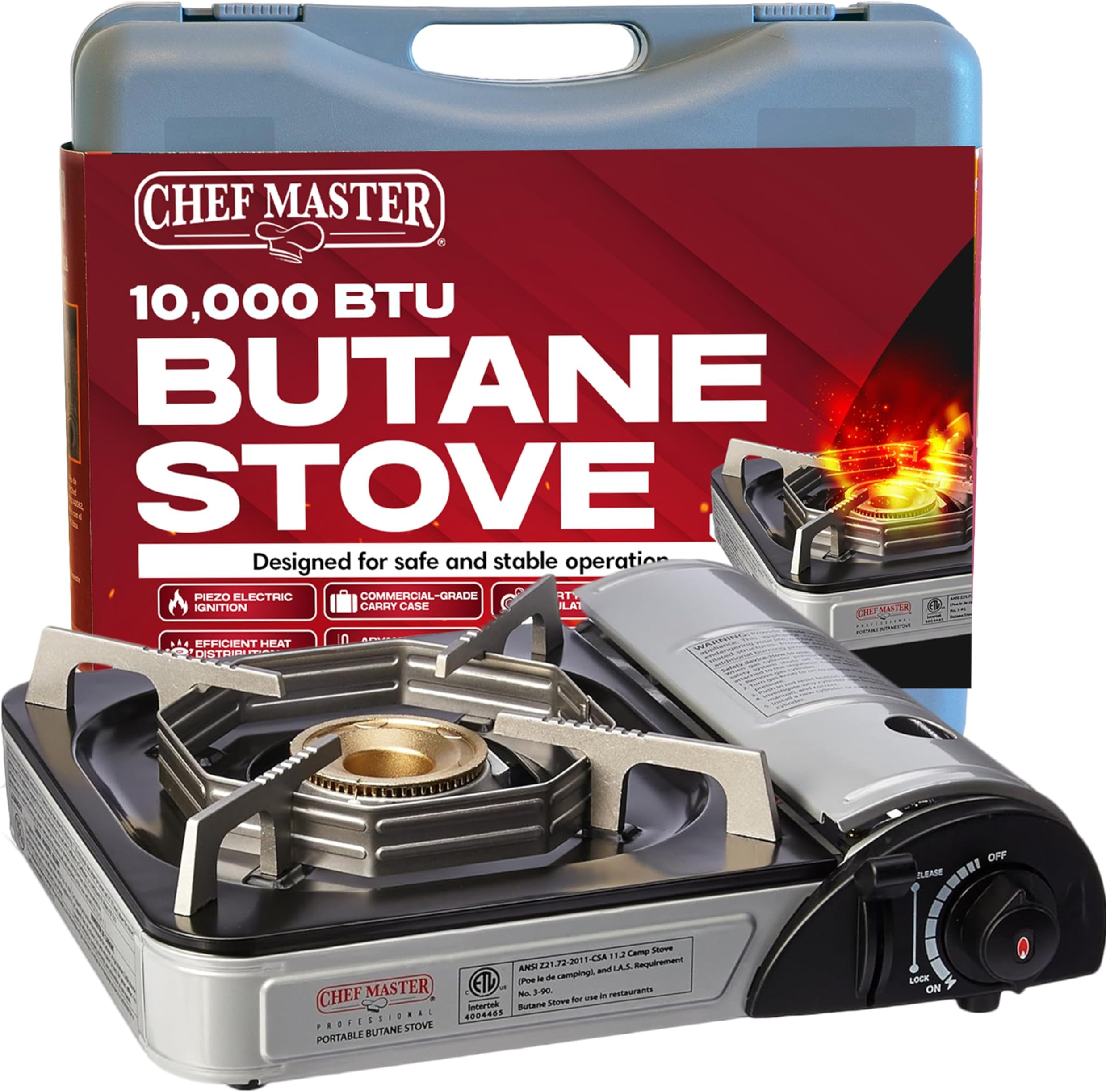 Portable Butane Camping Stove, Countertop Burner, 10,000 BTU
