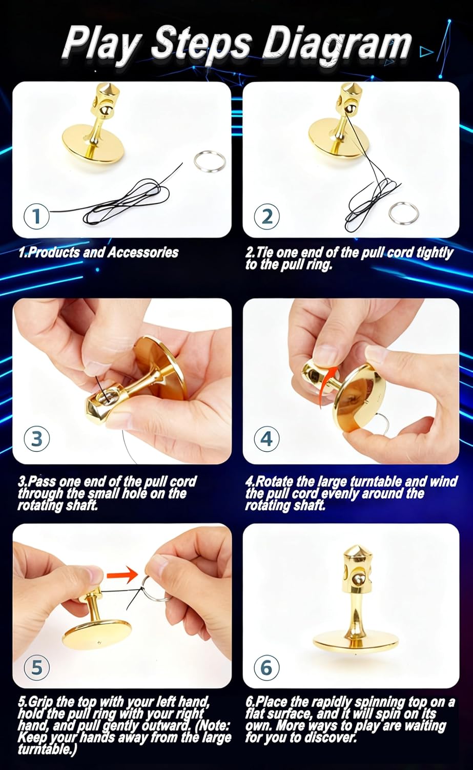 Gyroscope, Long-Lasting Spin,Anti-Gravity Spinner Toys,Physics Toys,Precision Gyroscope,Metal Anti-Gravity Spinning Top Balance Toy,Educational Gift, Premium Fidget Toy. (Champagne Gold, Medium Size)