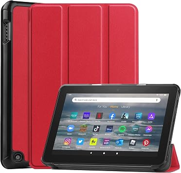 Heavy Duty Protection Case Compatible with Kindle Fire 7 2022 Release ,Tri-Fold Smart Tablet Case, Hard PC Back Shell Slim Case Multi- Viewing Angles Stand Hard Shell Folio Case Cover,Auto Sleep/Wak