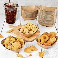 Vista 4 de Ocmoiy Bandejas de papel de 1 libra para alimentos, paquete de 100 soportes para botes de comida de estraza resistentes, bandejas desechables