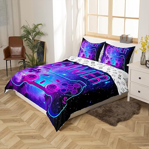 Miniatura 125 de Feelyou Juego de funda de edredón con estampado floral en 3D para niñas y niñas, elegante, con estampado floral morado, romántico, con purpurina