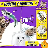 Vista 5 de Interactive Cat Toys for Indoor Cats: Upgraded 360° Automatic Spin Flying Bird Feather Wand with Silicone Protected Rod Safe Play, Strong 8cm