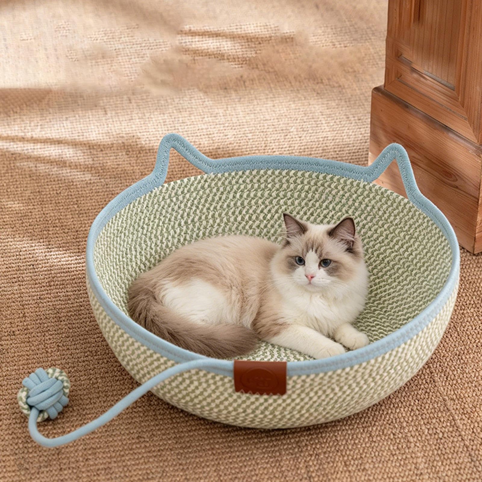 Katzenbett Schlafnestkorb aus handgewebtem Baumwollseil mit