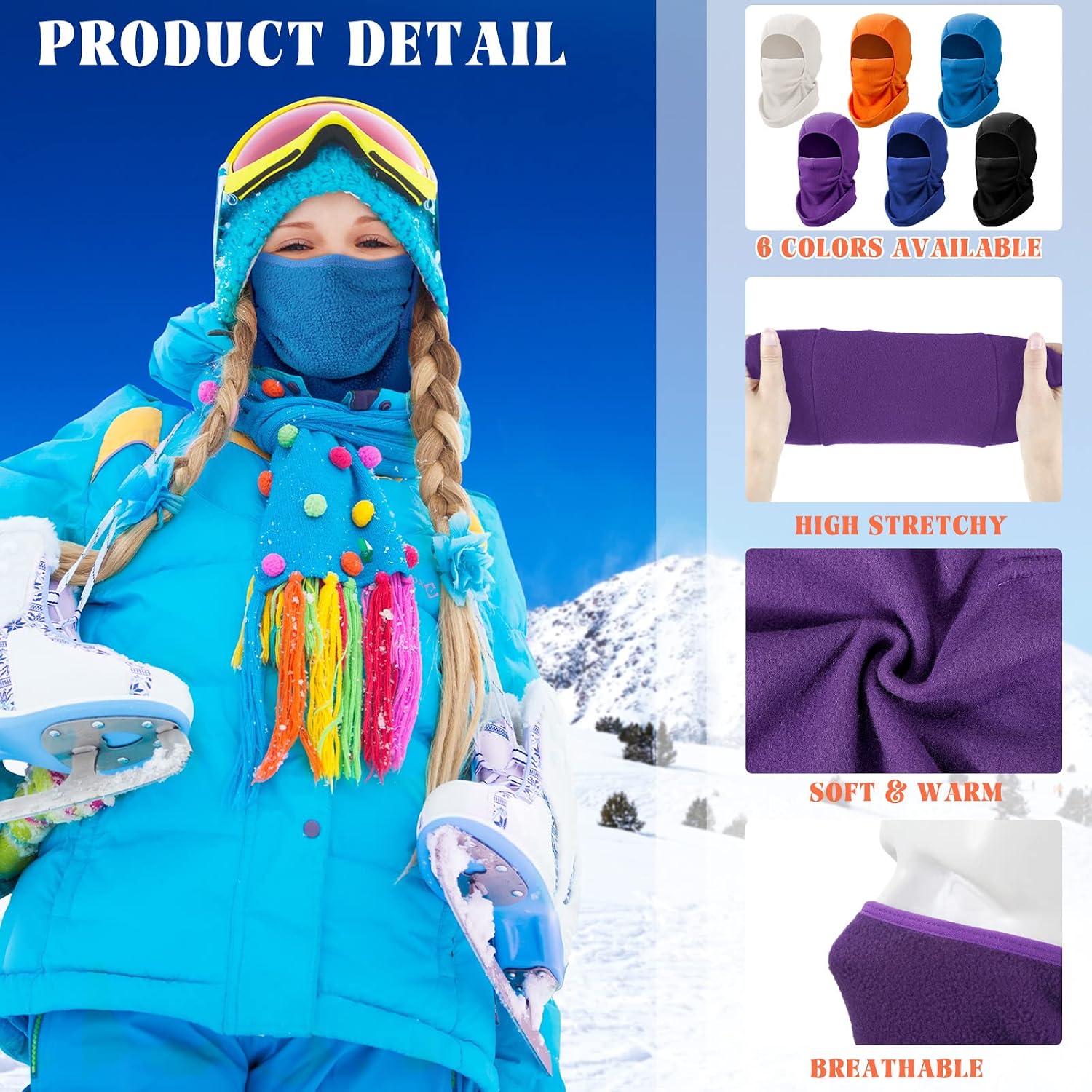 6 Pcs Winter Kids Balaclava Face Mask for Boy Girl Warm Windproof Ski Mask for Kids Thermal Face Warmer for Cold Weather