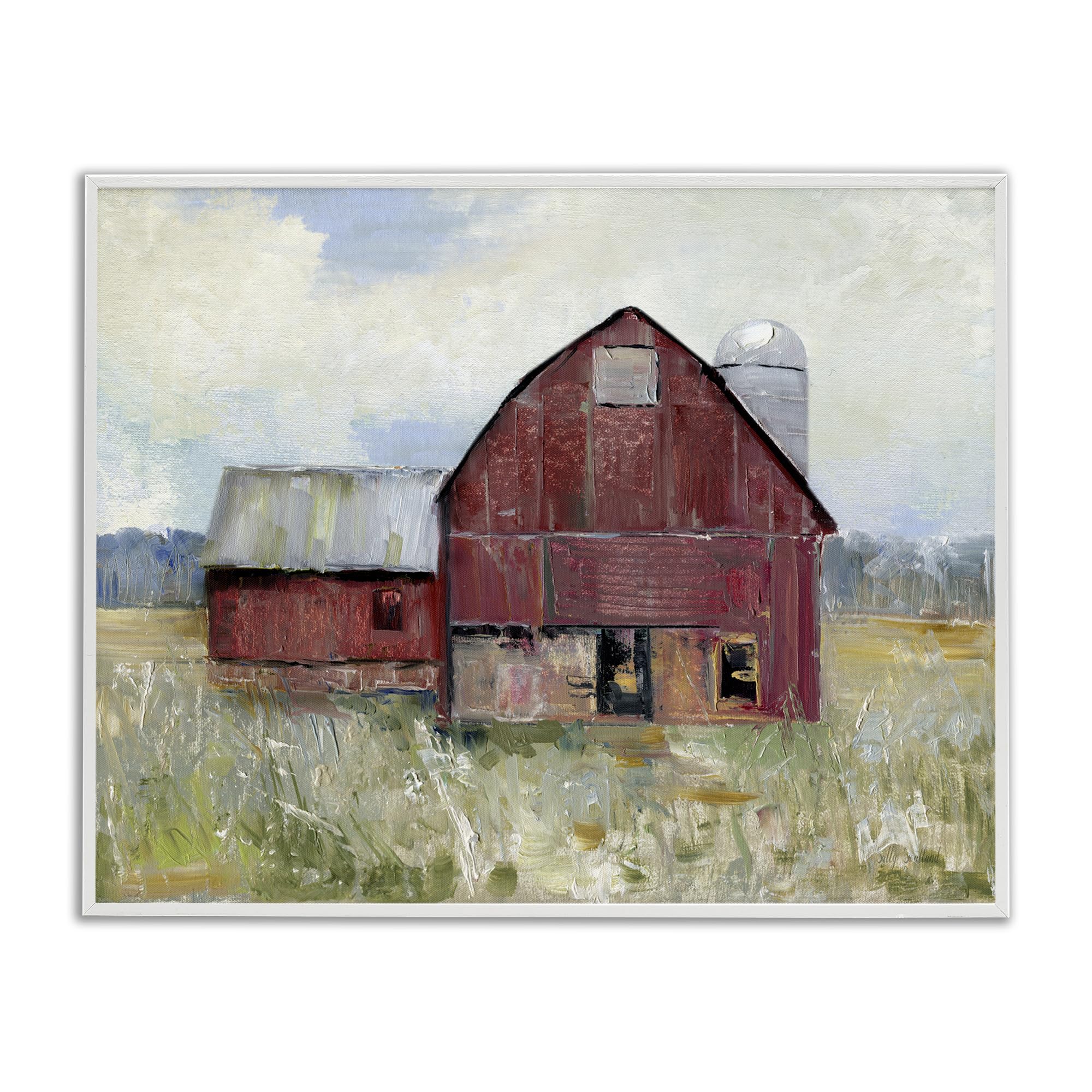 Stupell Industries Coastal White (Textured) Rugged Barn Farmhouse Rustic, 11 X 14 Inch Framed Giclée Print