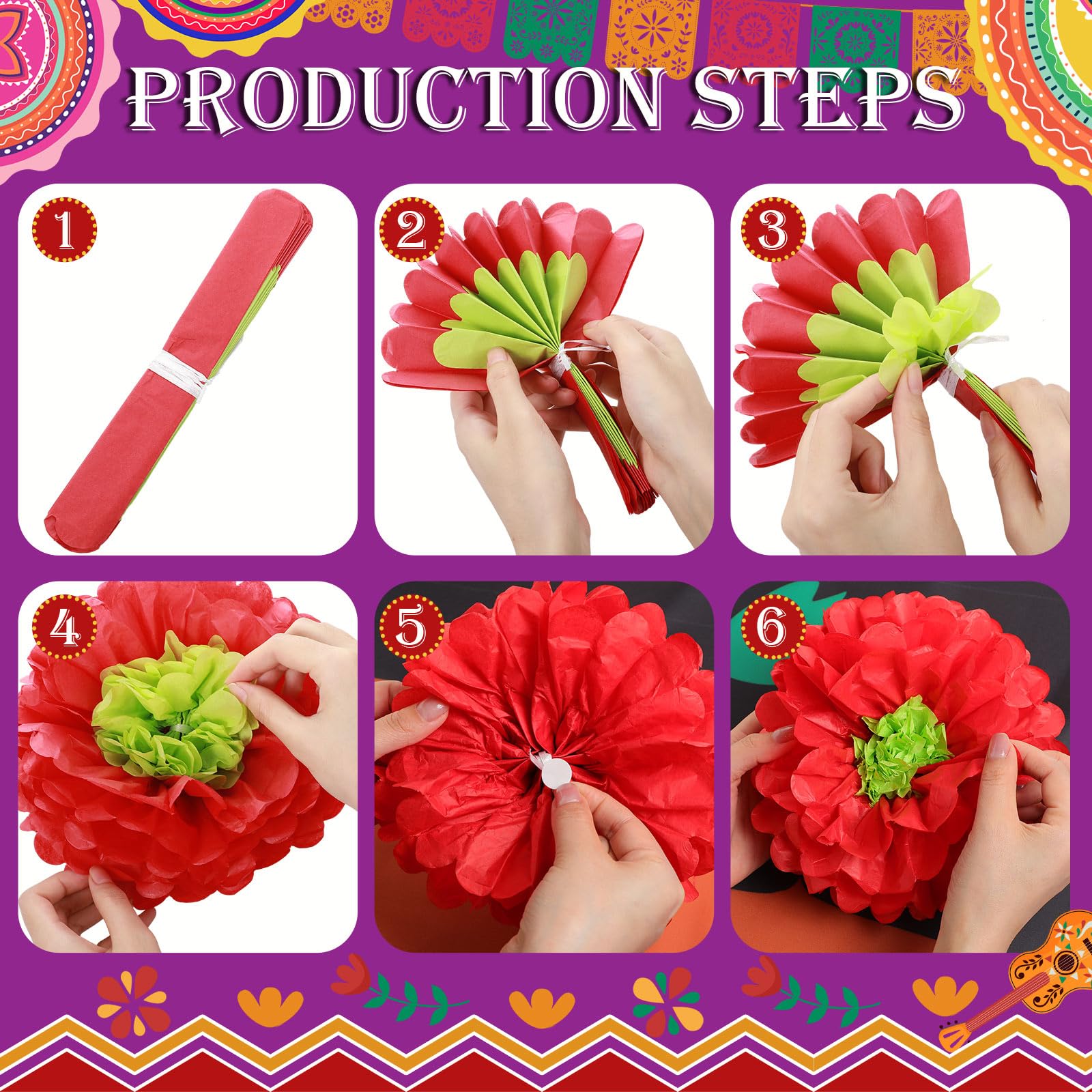 Mooliwe Hispanic Heritage Monat Dekoration – Pinnwand-Set Mit Papierblumen & Filzbanner Für Klassenzimmer & Party