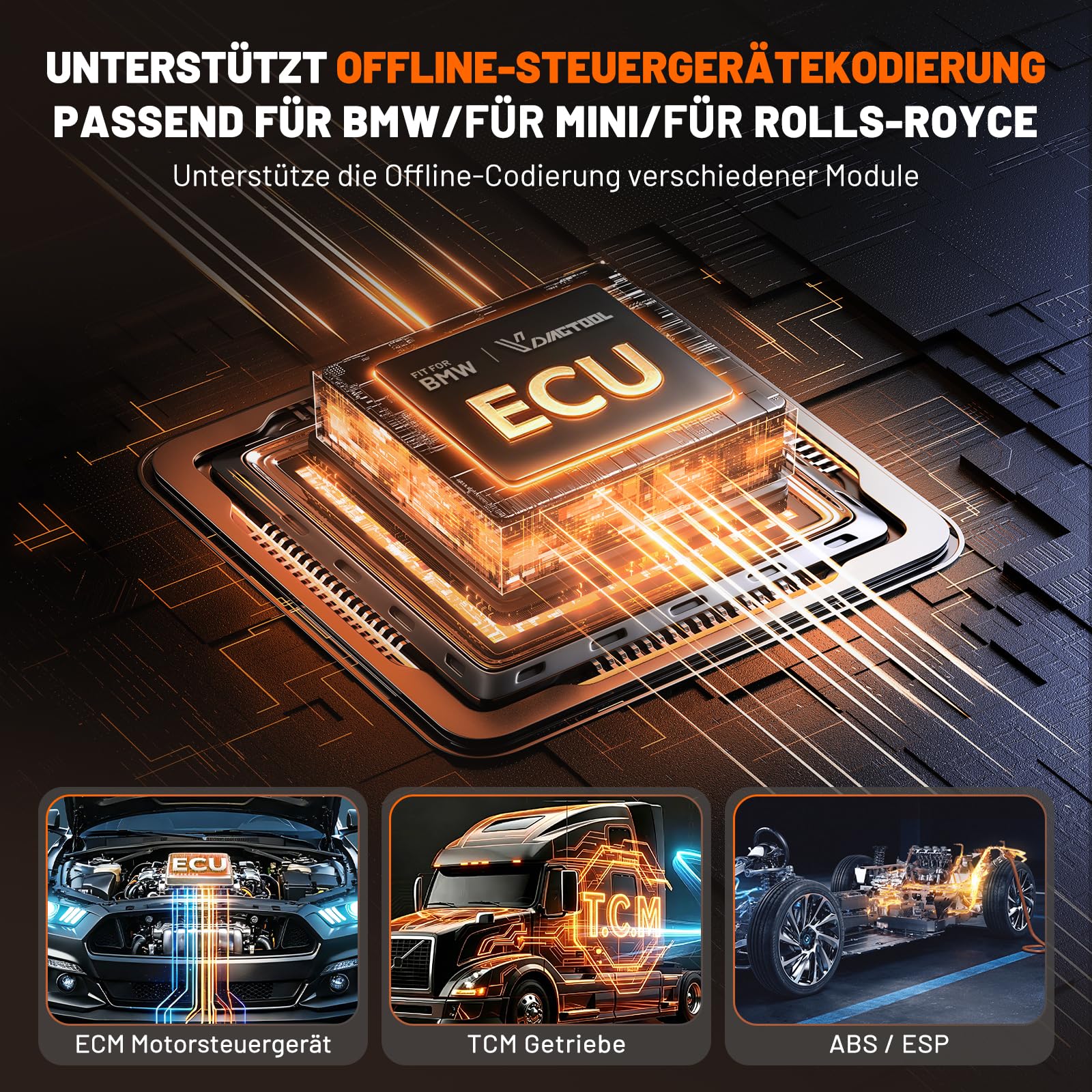 VDIAGTOOL D503 OBD2 Diagnosegerät für BMW/Mini/RR, ECU-/Offline Codierung,Bidirektionales Fahrzeugdiagnose Scan-Tool mit über 25+ Resets, Batterieregistrierung, Lebenslang Updates