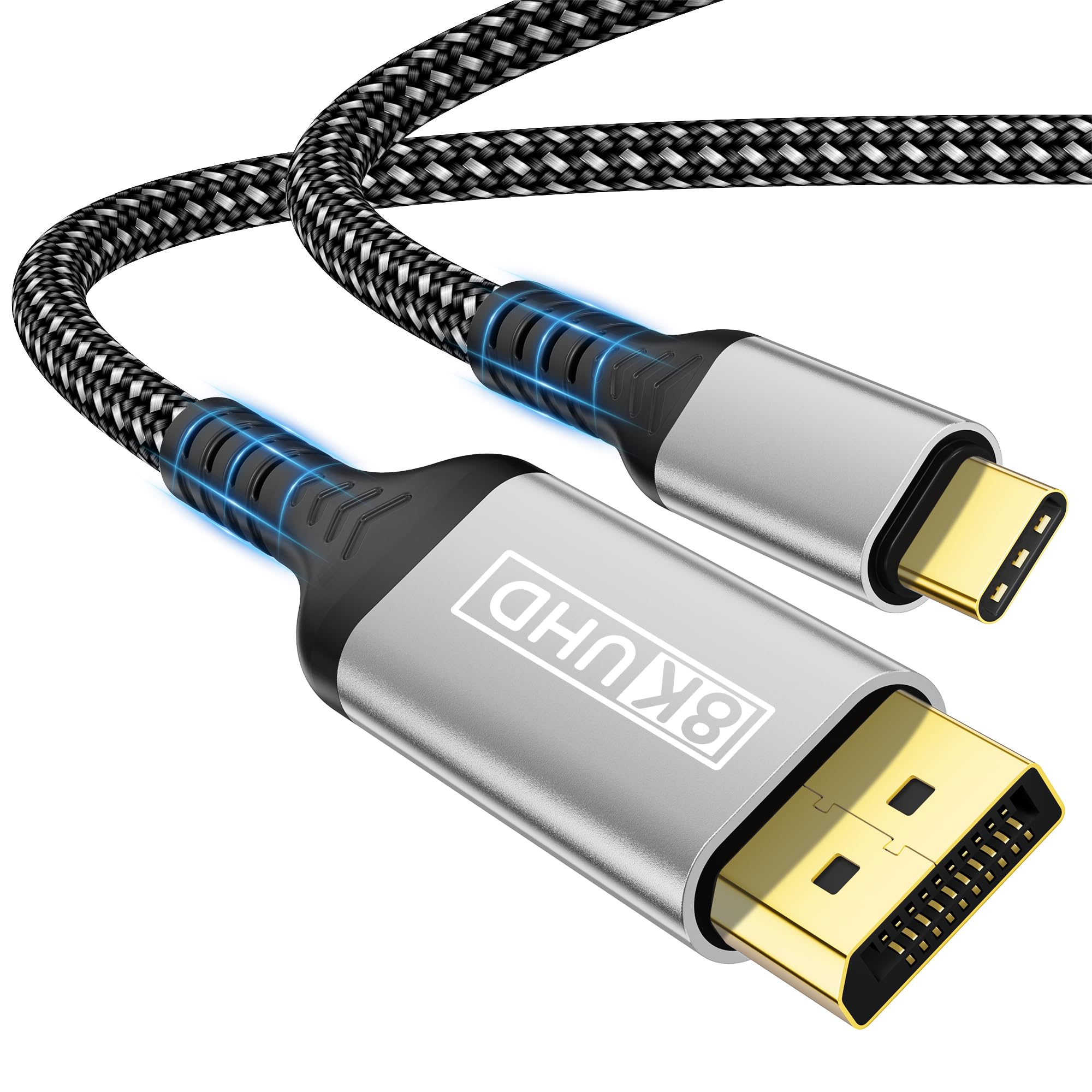 Câble USB-C vers DisplayPort 1.4,1m 8K@60Hz/30Hz,4K@240Hz/144Hz,HDR,VRR,Thunderbolt 4/3 DP1.4,compatible avec iPhone 17 Pro/17 Pro Max/16/15,MacBook Pro/Air,Mac,iPad Pro/Air 5,Surface Pro et XPS