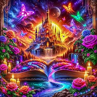 5D Dream Book Castle Diamond Painting Kits for Adults 13.7x13.7 Inch | Fantasy Diamond Art for Beginners, DIY Full Round Drill Paint by Diamonds Dot Gem Art for Adult, Home Wall Decor