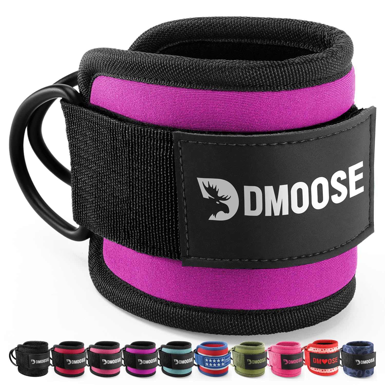 DMoose Ankle Strap for Cable Machine-One Size Fit with Premium Padding, Workout Kickback Ankle Cuffs, Ankle Bands for Working Out, Booty Workouts, Leg Extension, Hip Abductors & Lower Body Exercises