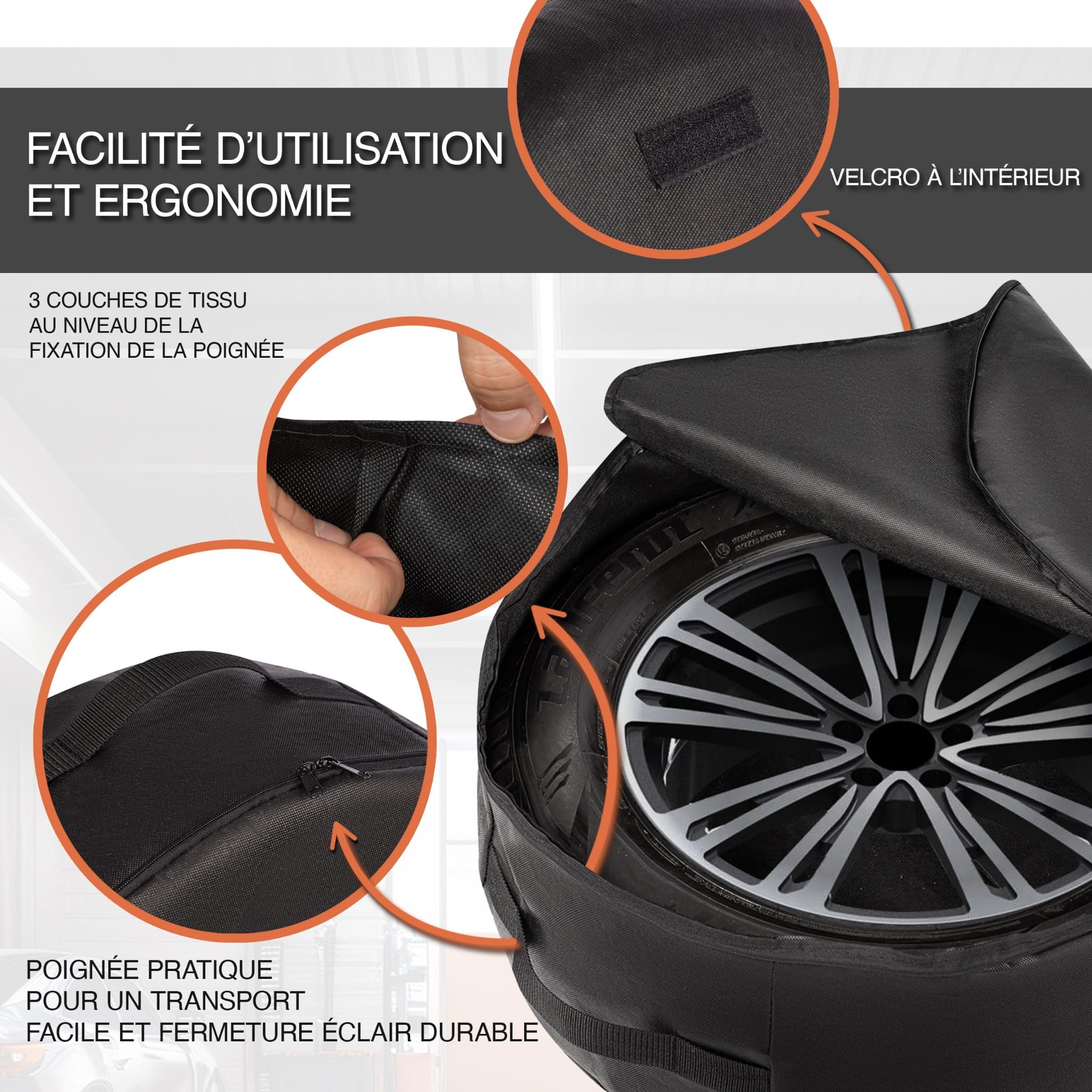 Lot de 4 Housses de Rangement pour Pneus et Roues Taille 3XL - Enveloppe Imperméable et Résistante pour Le Stockage - Sac à Pneus pour Roue de Secours - Protection Jantes Voiture