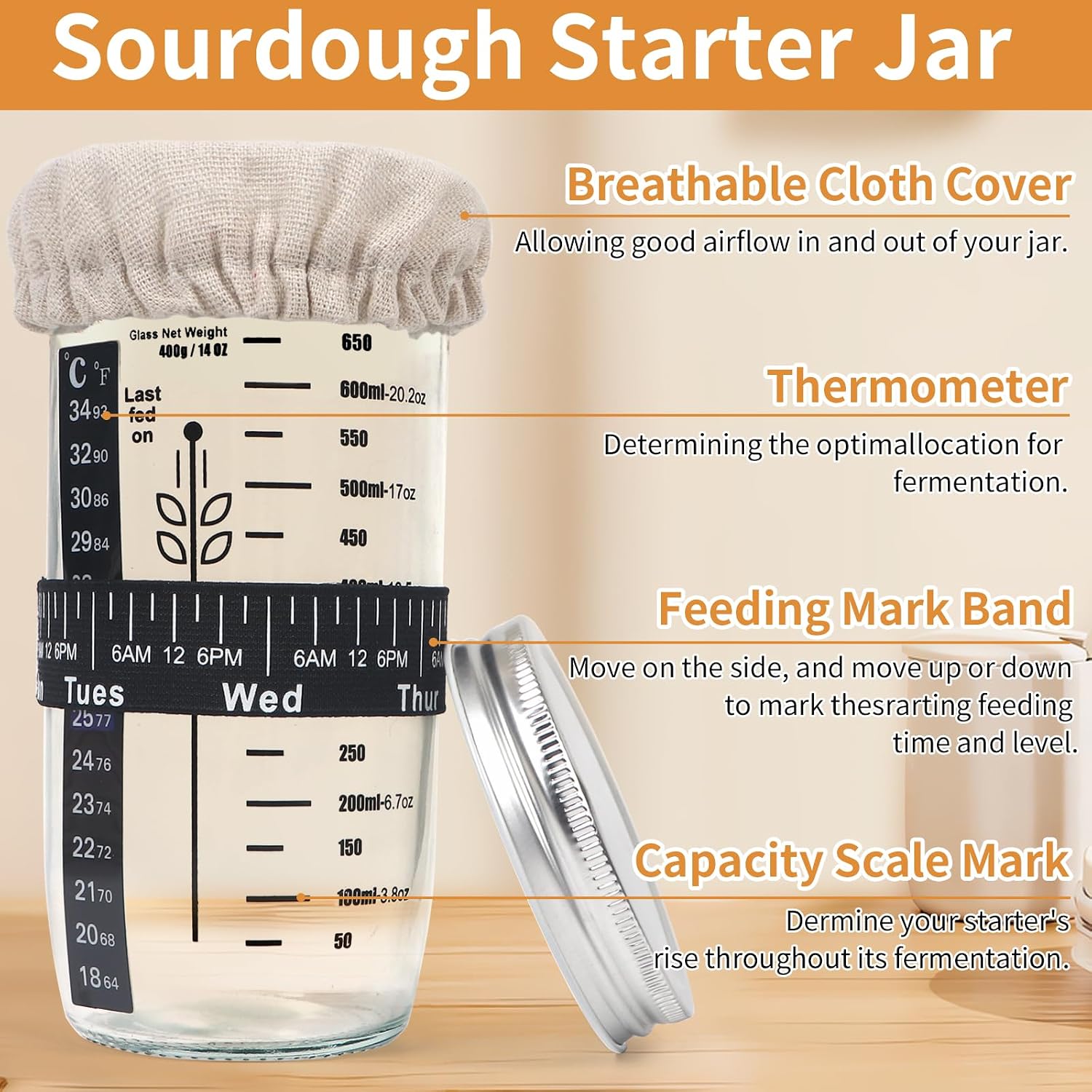 Banneton Bread Proofing Basket Set, 11 Inch Sourdough Proofing Basket and Bread Baking Supplies-Bread Lame, Danish Whisk, Bowl & Dough Scraper, Brush, (Rattan, 10in Round +10in Oval+1 Set Jar Kit)