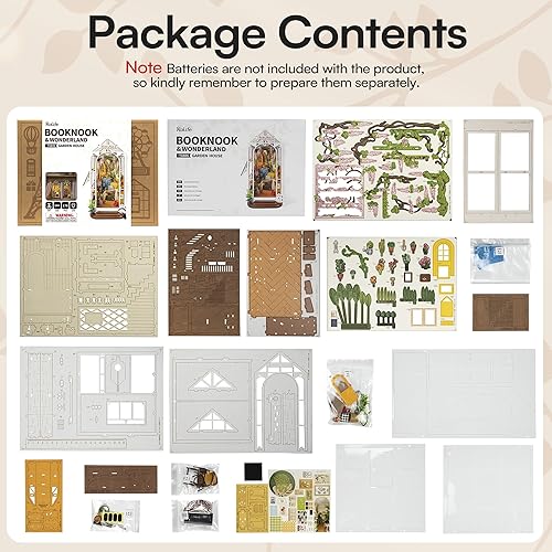 Miniatura 8 de ROBOTIME Kit de rincón de libros  Kit de casa en miniatura para bricolaje, rompecabezas de madera 3D, decoración de estante de libros con luz LED,