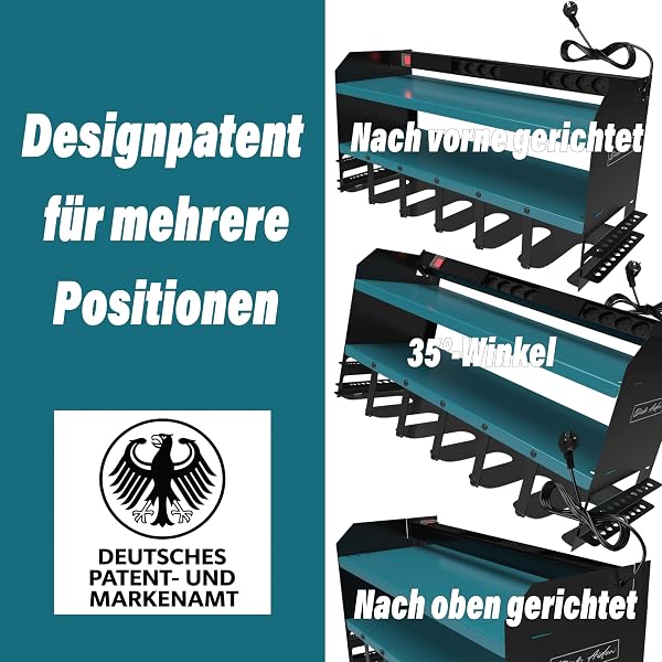 Toolganize Elektrowerkzeug-Organizer mit Steckdosenleiste & Ladestation – Kompatibel mit Makita – Schwerlast-Werkzeughalter für Werkstatt & Garage – 6-fach Halterung, Makita Blau. - 5