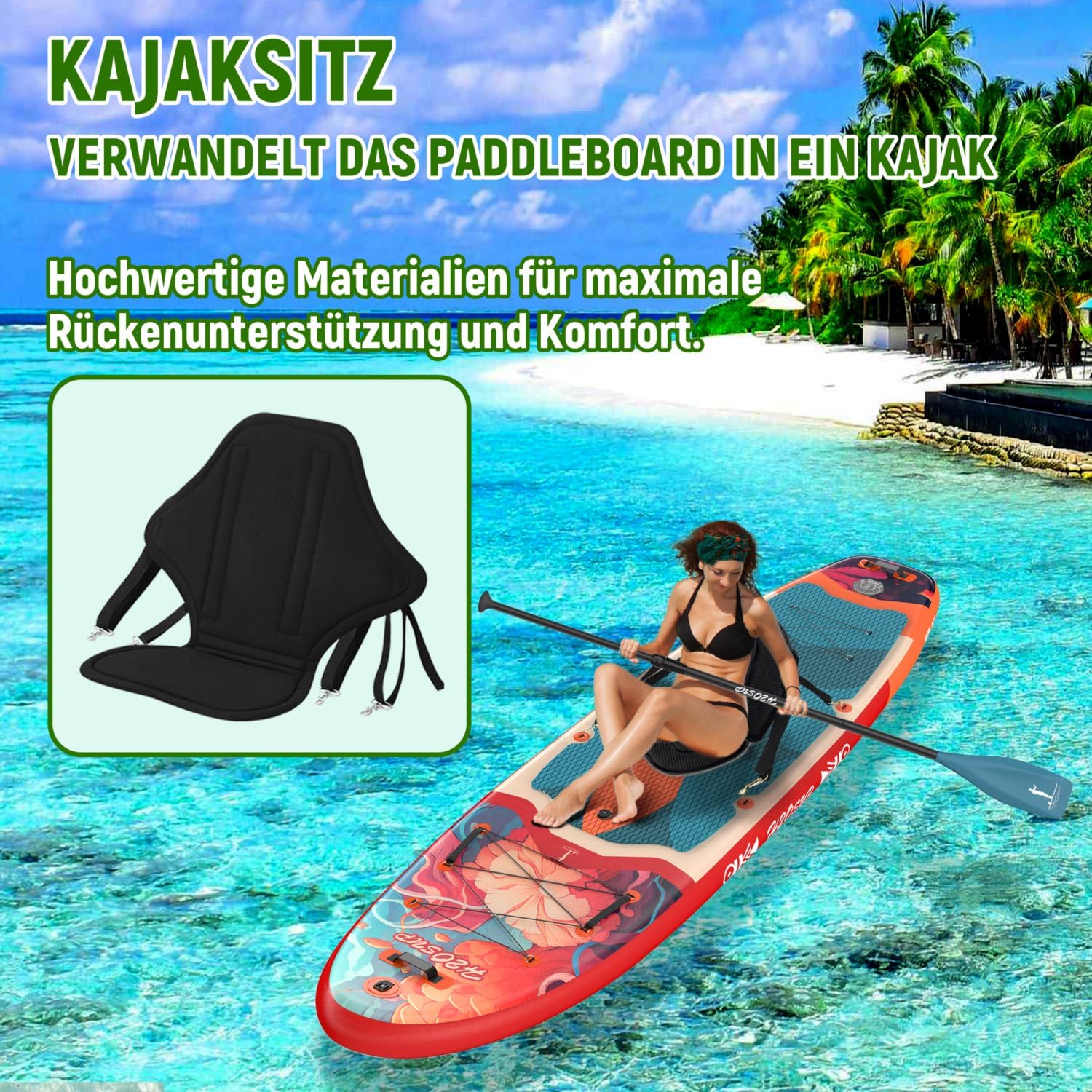 Tavola Sup Gonfiabile - Stand Up Paddle con Accessori Premium, Superstabilità Sup Gonfiabile, Paddle Boards Adulti con Capacità di 200KG per 3 Persone