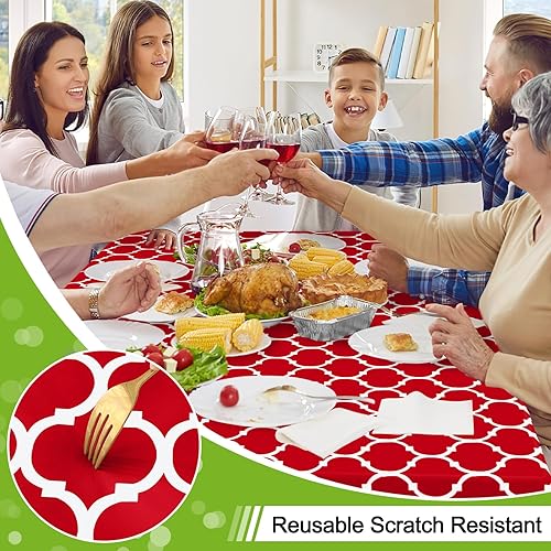 Miniatura 4 de Smiry Mantel de vinilo para mesas rectangulares, impermeable y lavable, mantel de franela de plástico marroquí para comedor, decoración de Navidad,