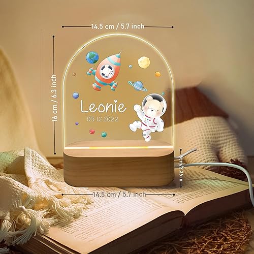 Miniatura 3 de Fallover Luces nocturnas personalizadas con nombre y fecha, regalos únicos de bautizo para bebés niñasbebés, luz nocturna para niños, luz nocturna