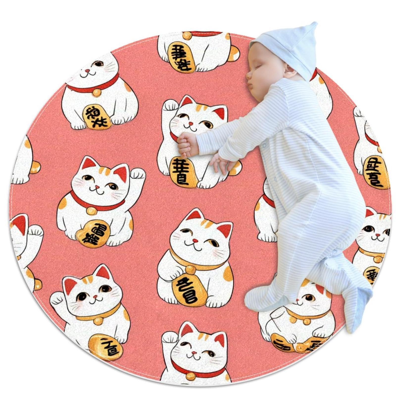Tapis de salle de bain mignon chat porte-bonheur rose pour une ambiance zen