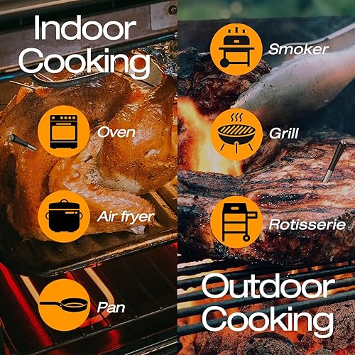 Miniatura 7 de COOKIT Termómetro digital Bluetooth con 2 sondas, termómetro de carne de 700 pies para carne de pavo asador de carne de vacuno, horno, parrilla y