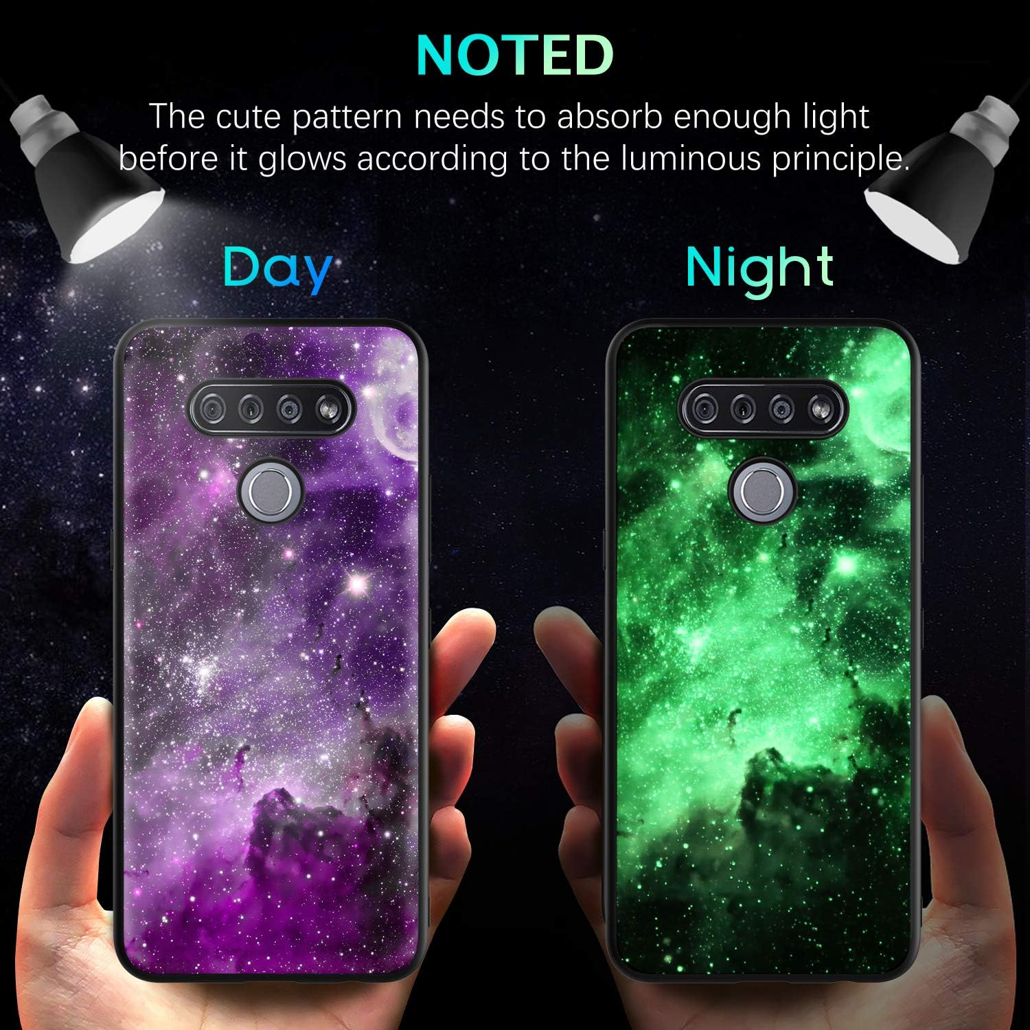 BENTOBEN Compatible with LG K51 Case, LG Reflect Case, LG Q51 Case,Slim Fit Glow in The Dark Shockproof Hybrid Hard PC Soft TPU Bumper Drop Protective Girls Women Men Phone Cover for K51,Purple Galaxy