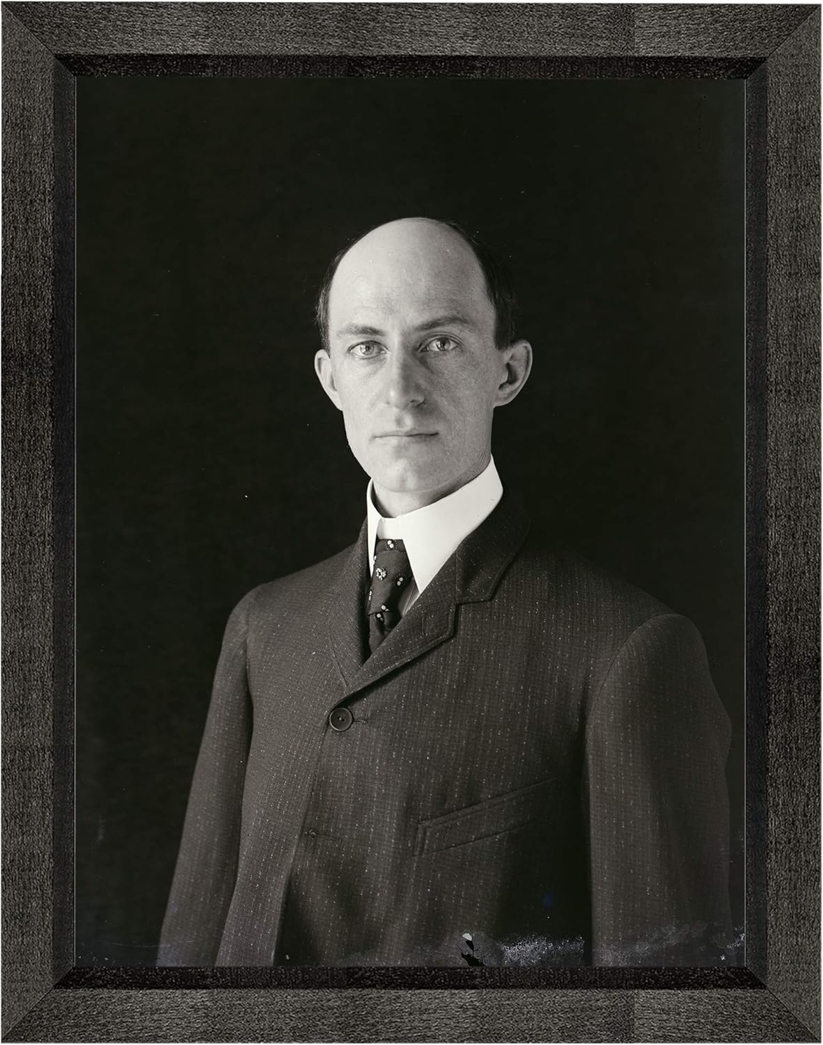 Wilbur Wright Photograph in a Black Beveled Frame - Historical Artwork from 1905 - (5" x 7") - Semi-Gloss