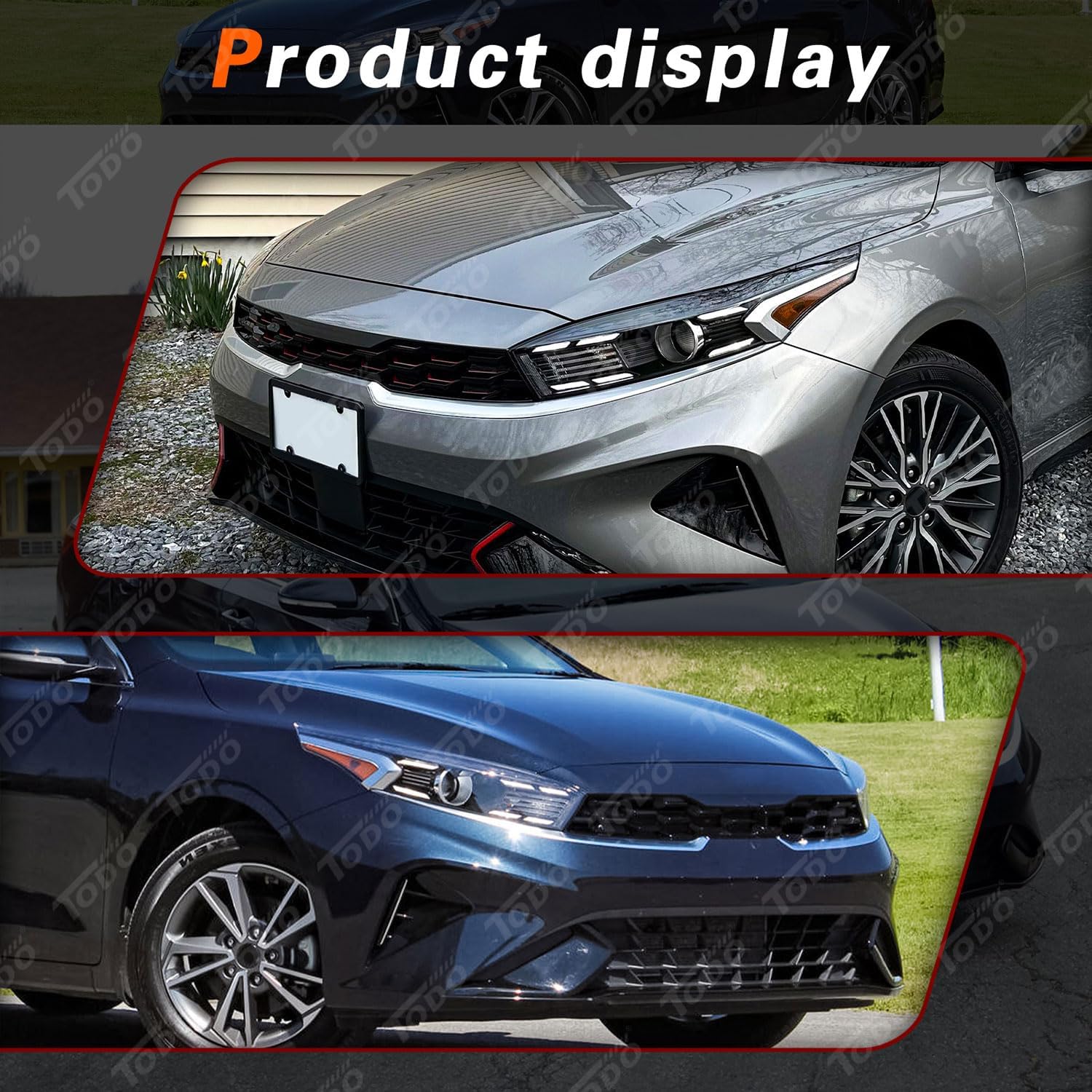 TODO Headlight Assembly Compatible with 2022 2023 2024 Kia Forte GT GT-Line, Premium Halogen Headlamp with LED DRL 92101-M7600, Left Driver Side