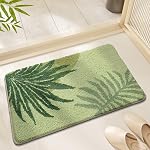 Ankah Tropical Rug de salle de bains leaf, Fun Monsta Bath Mat, Crisp Green, Design spécial de feuille, Douce et Confort, Non-dérapant, Plongée rapide, Ajouter le sens original de la forêt pour la maison, 17" x 29", Type #3