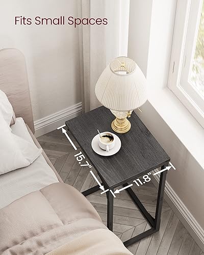 Miniatura 4 de VASAGLE Mesa auxiliar en forma de C, mesa auxiliar pequeña para sofá, mesa de sofá con marco de metal para sala de estar, dormitorio, mesita de