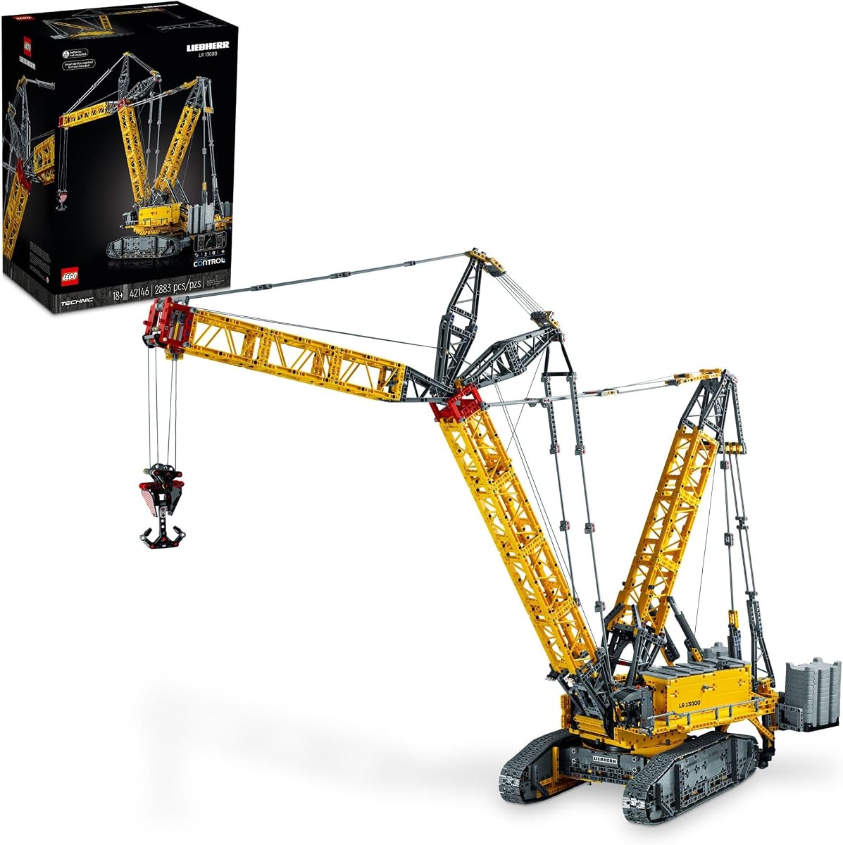 LEGO Technic Liebherr Grúa sobre orugas LR 13000 Modelo Kit - Decoración de dormitorio u oficina para adultos, mayores de 18 años - Bloques de construcción para que los adultos los exhiban - Ideas de regalo - 42146