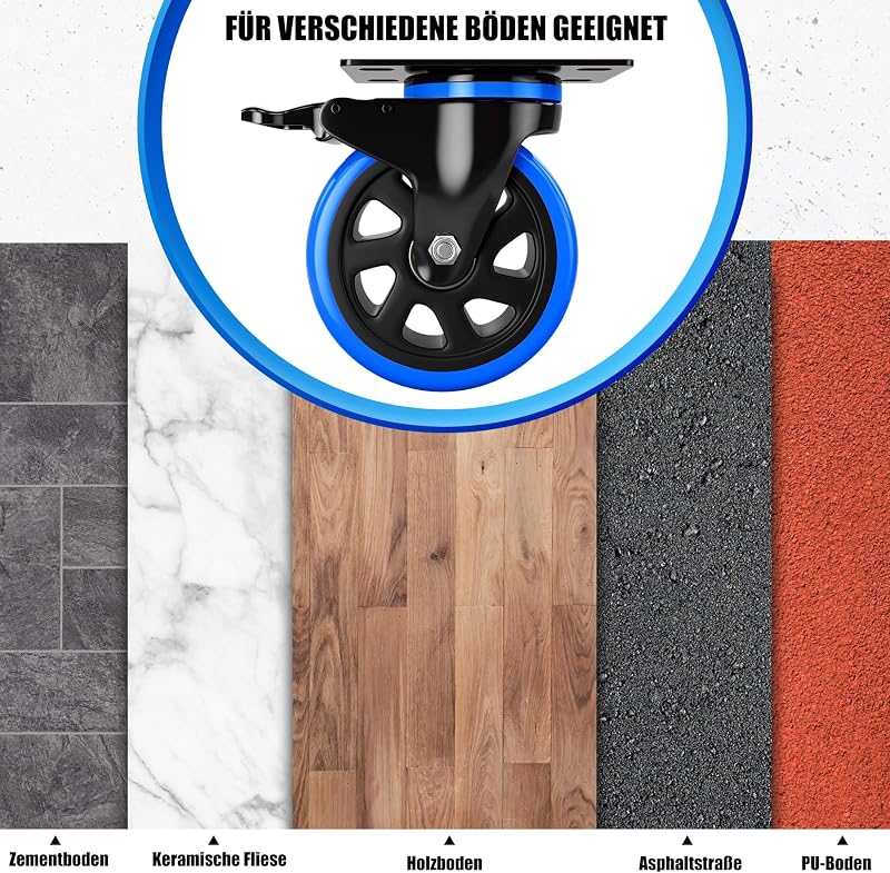 Asibaade 75mm Forgókerék 480kg Teherbírás Bútor Szállítás Ipari Felhasználás - 75mm-Black