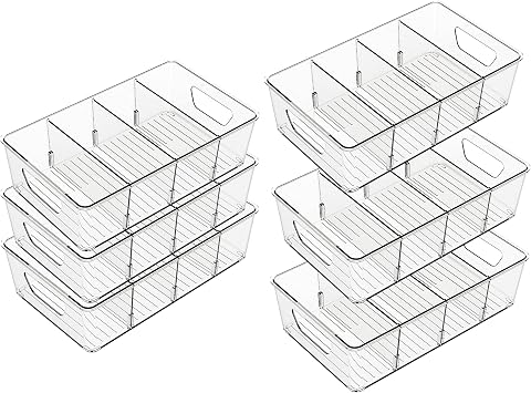 Fridge Organiser Set of 6, BPA Free, Stackable, Transparent, Kitchen, Fridge, Cabinets Organizer