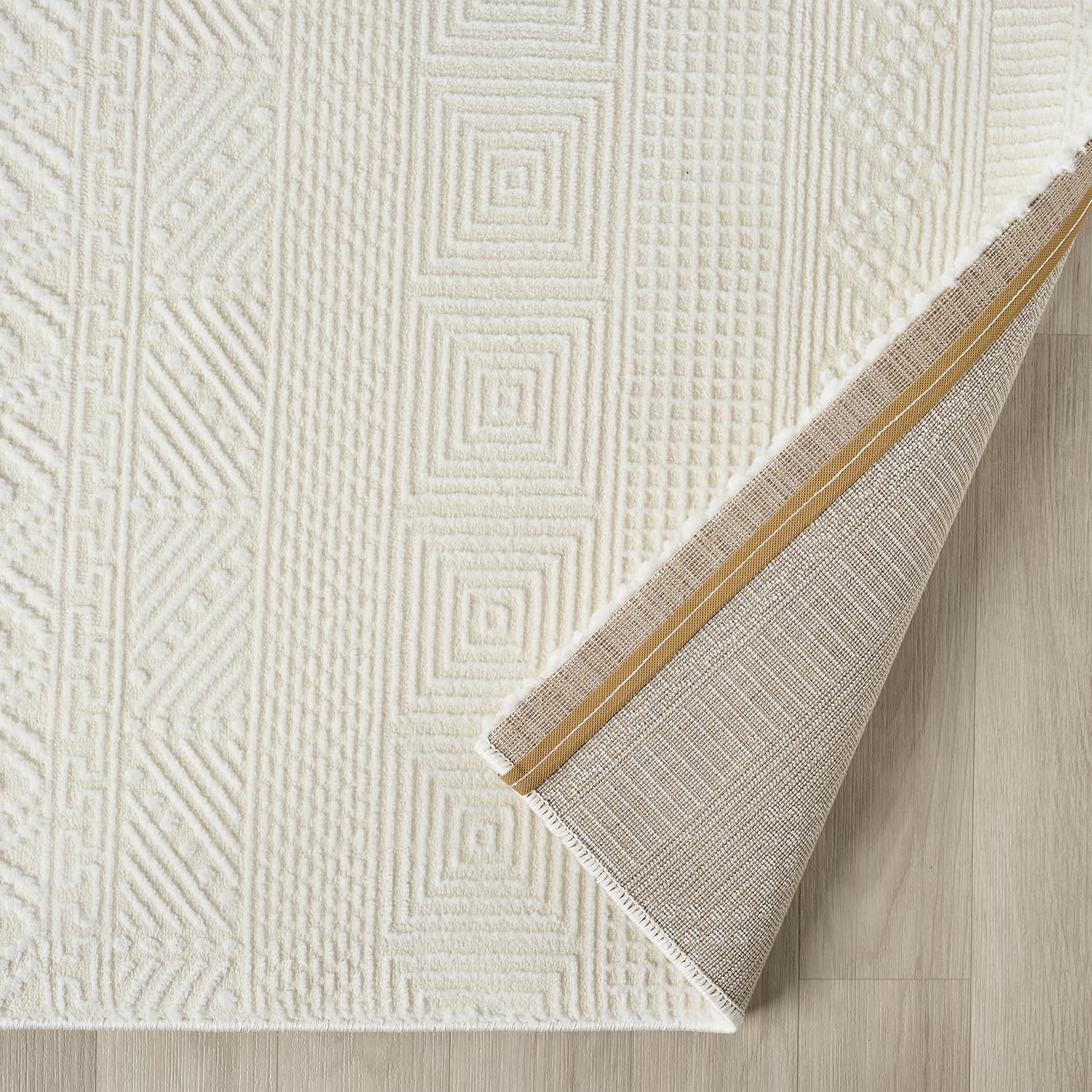 VIMODA Teppich Wohnzimmer Schlafzimmer Skandinavisch Modern | Pflegeleicht | Qualitativ Hochwertig |,Farbe:Creme;Maße:120x170 cm