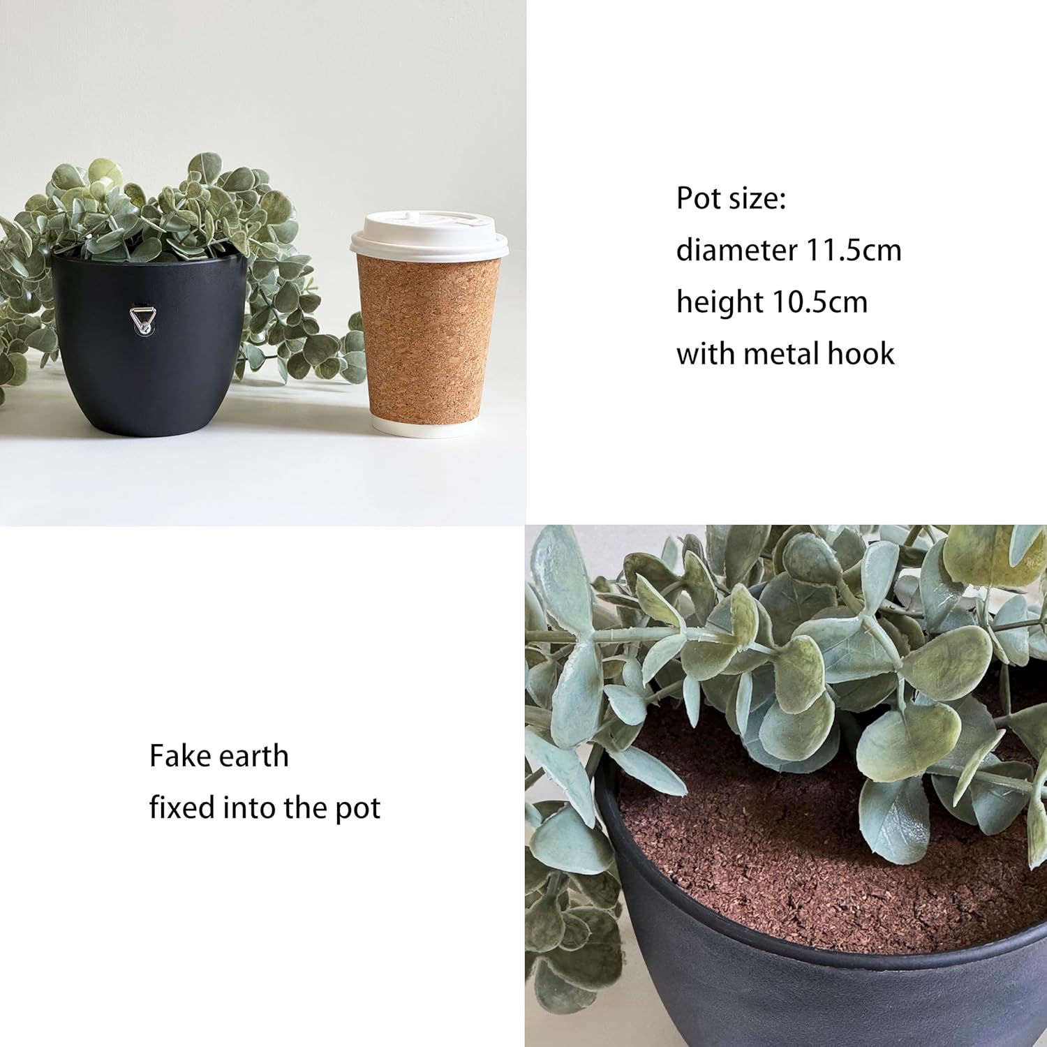 Mr. Bom Fake Hanging Plants Faux Plants Indoor Outdoor with Pot for Wall Desk Shelf décor (Eucalyptus)