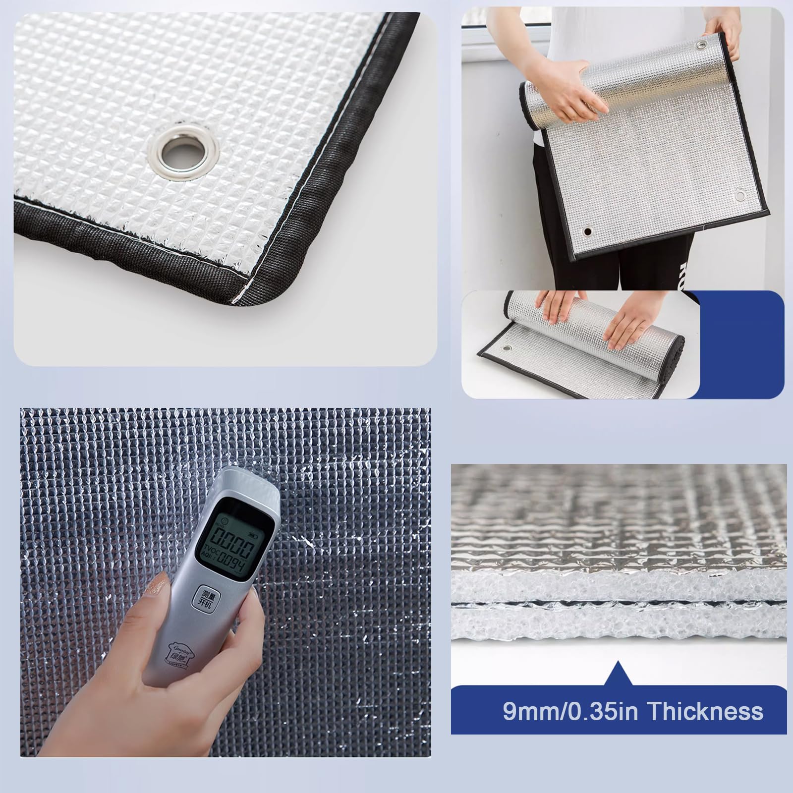 Aislamiento Película de Protección Solar,Película Reflectante para Ventana Control de Calor,Anti UV para el Hogar,Edificios,Película Aluminizada de 9 mm de Espesor (100x280cm/39 x110)