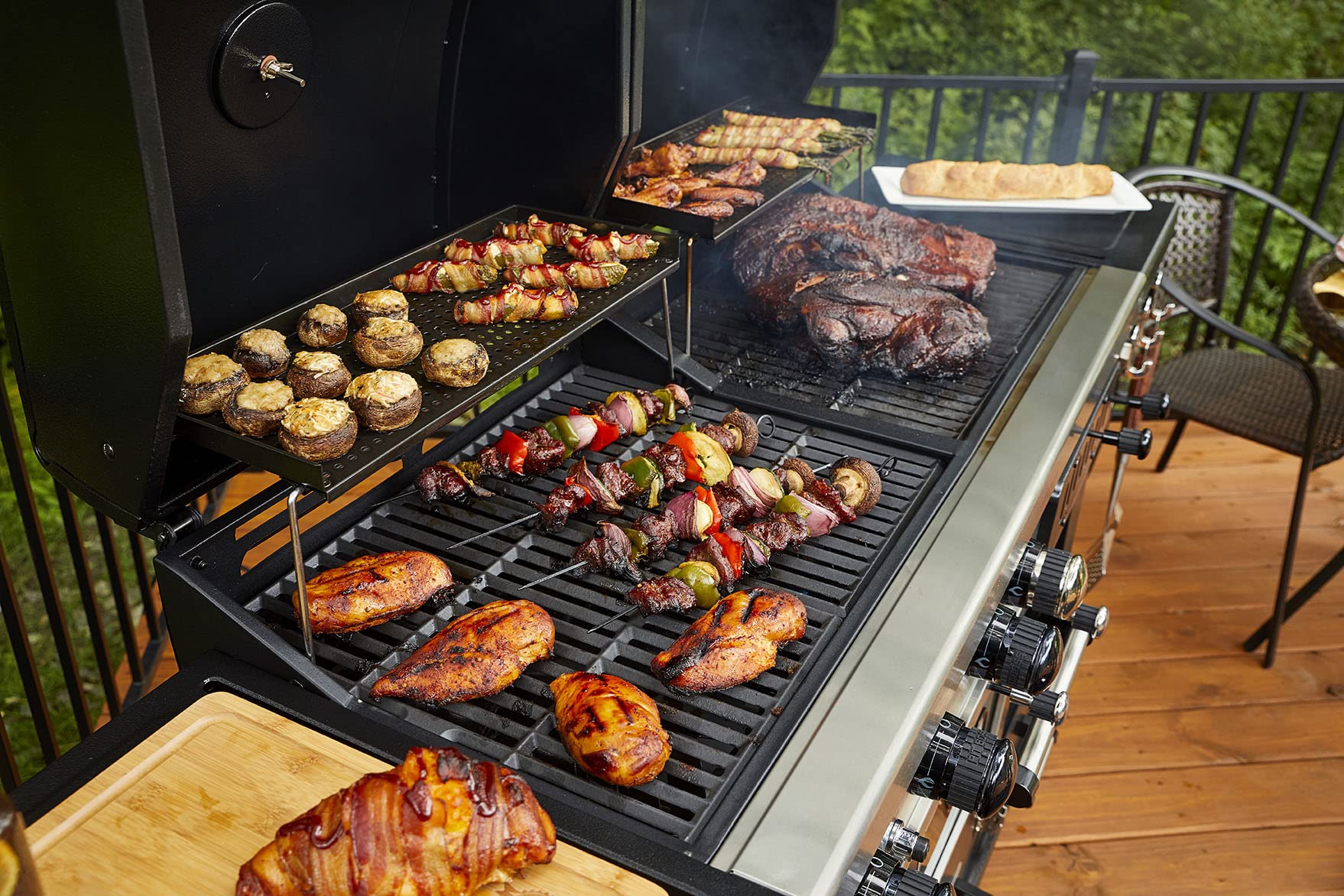 Pit Boss Memphis Ultimate 4-in-1 Kombigrill, schwarz, Stahl/Gusseisen, Smoker, Gas- und Holzkohlegrill