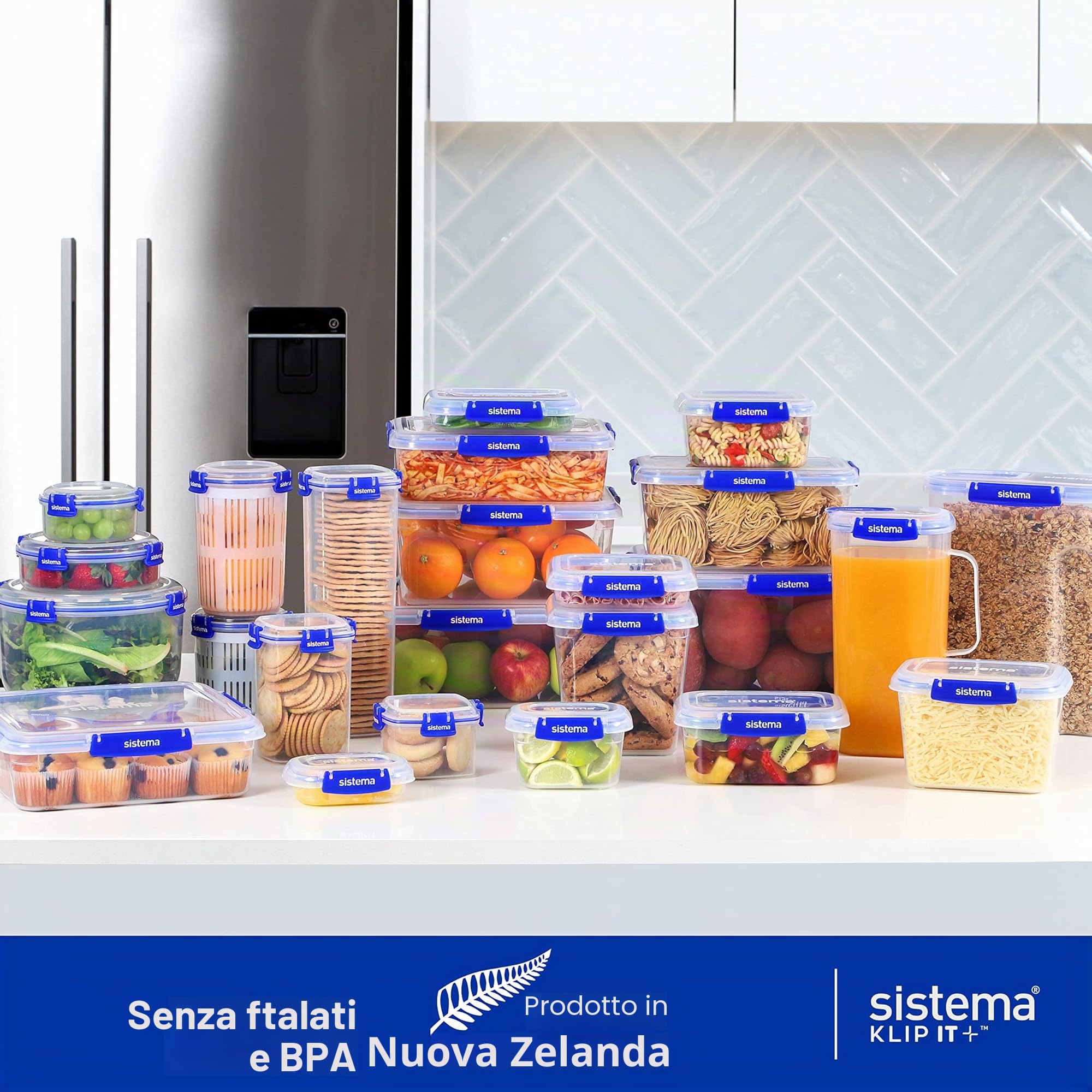 Sistema KLIP IT PLUS contenitori per alimenti 2,2 L ermetici impilabili 3 pezzi