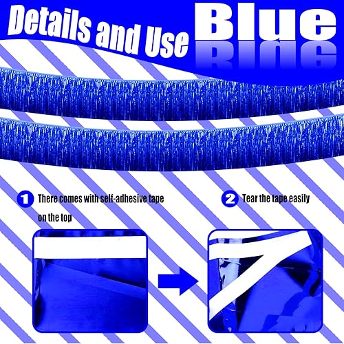 Miniatura 10 de Paquete de 6 guirnaldas de flecos metálicos de oropel de 10 pies para colgar en la pared, telón de fondo para flotadores de desfile, día de San