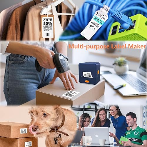 Miniatura 3 de Lemketan Máquina para etiquetar, impresora térmica portátil pequeña con Bluetooth, mini impresora inalámbrica para pequeñas empresas, cinta de