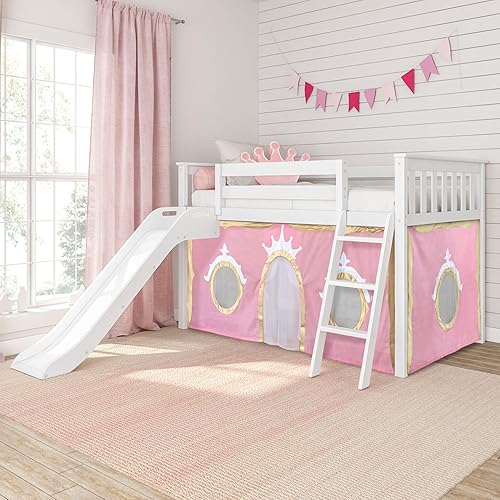 Max & Lily Low Loft with Slide & Light Pink
