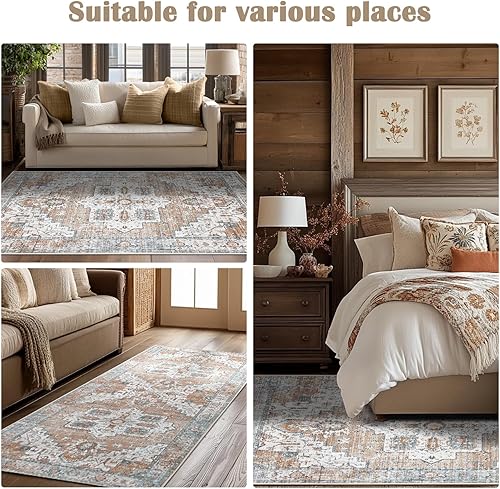 Miniatura 4 de jinchan Alfombra de pasillo de 2 x 10, alfombra bohemia para pasillo, alfombra de cocina, lavable, alfombra floral antideslizante con parte trasera