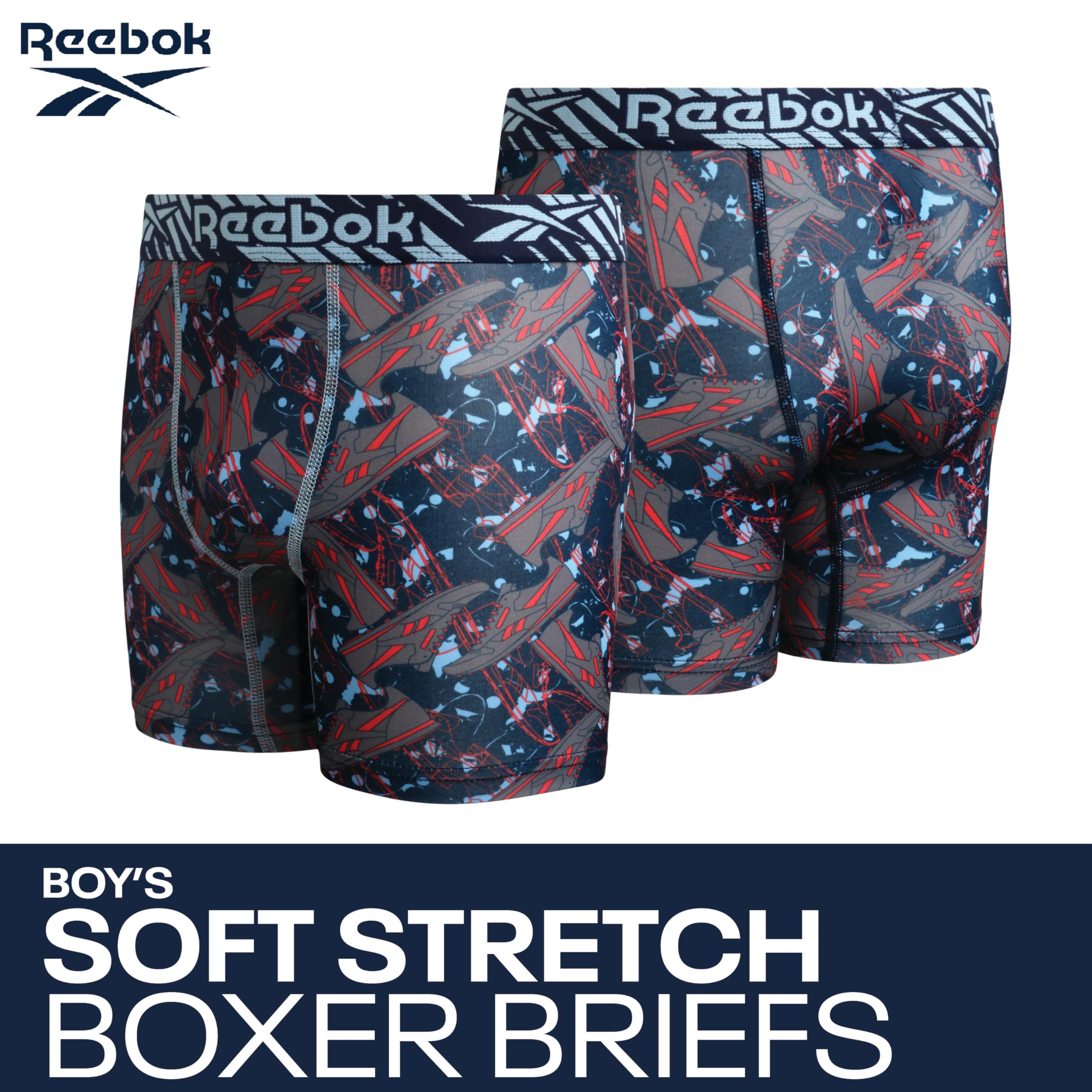 Reebok Calzoncillos Tipo bóxer de Pierna Larga para niños (Paquete de 3)