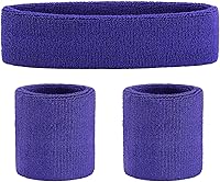 Vista 134 de ONUPGO - Conjunto de diadema y muñequeras deportivas para el sudor, hechas de algodón con bucles, muñequeras, contra humedad Rojo/Blanco/Azul