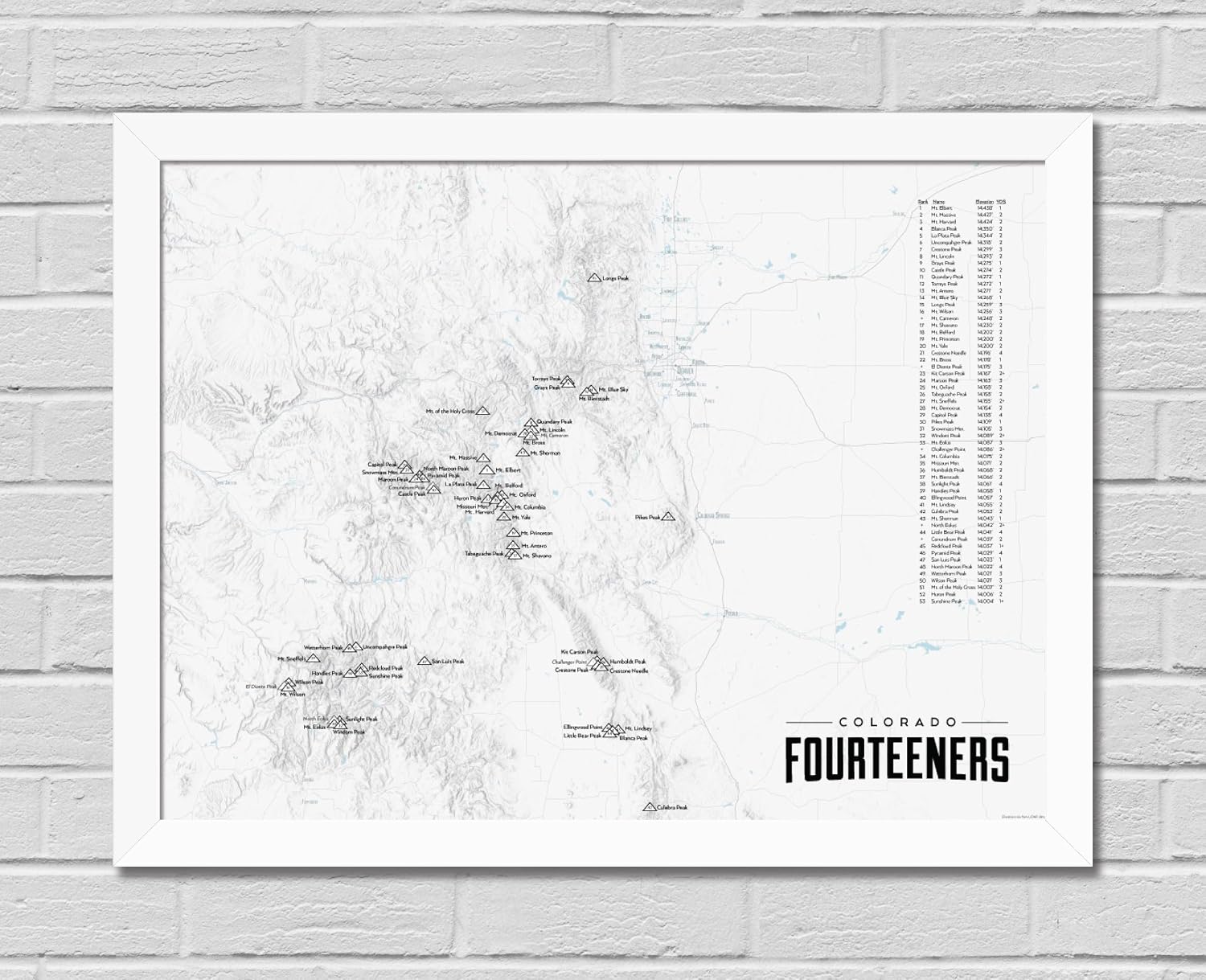 Amazon.com: 58 Colorado 14ers Checklist 18x24 Poster (Gray | White ...
