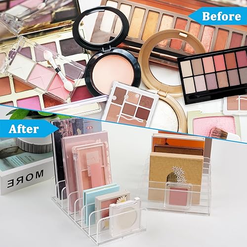 Miniatura 4 de Paquete de 2 organizadores de paleta de maquillaje, organizador de paleta de sombras de ojos, organizador de maquillaje acrílico, 7 secciones,