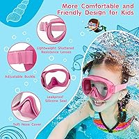Vista 4 de Gafas de natación para niños, máscara de buceo, máscara de buceo, gafas de natación con cubierta de nariz y correas elásticas anchas con bolsa