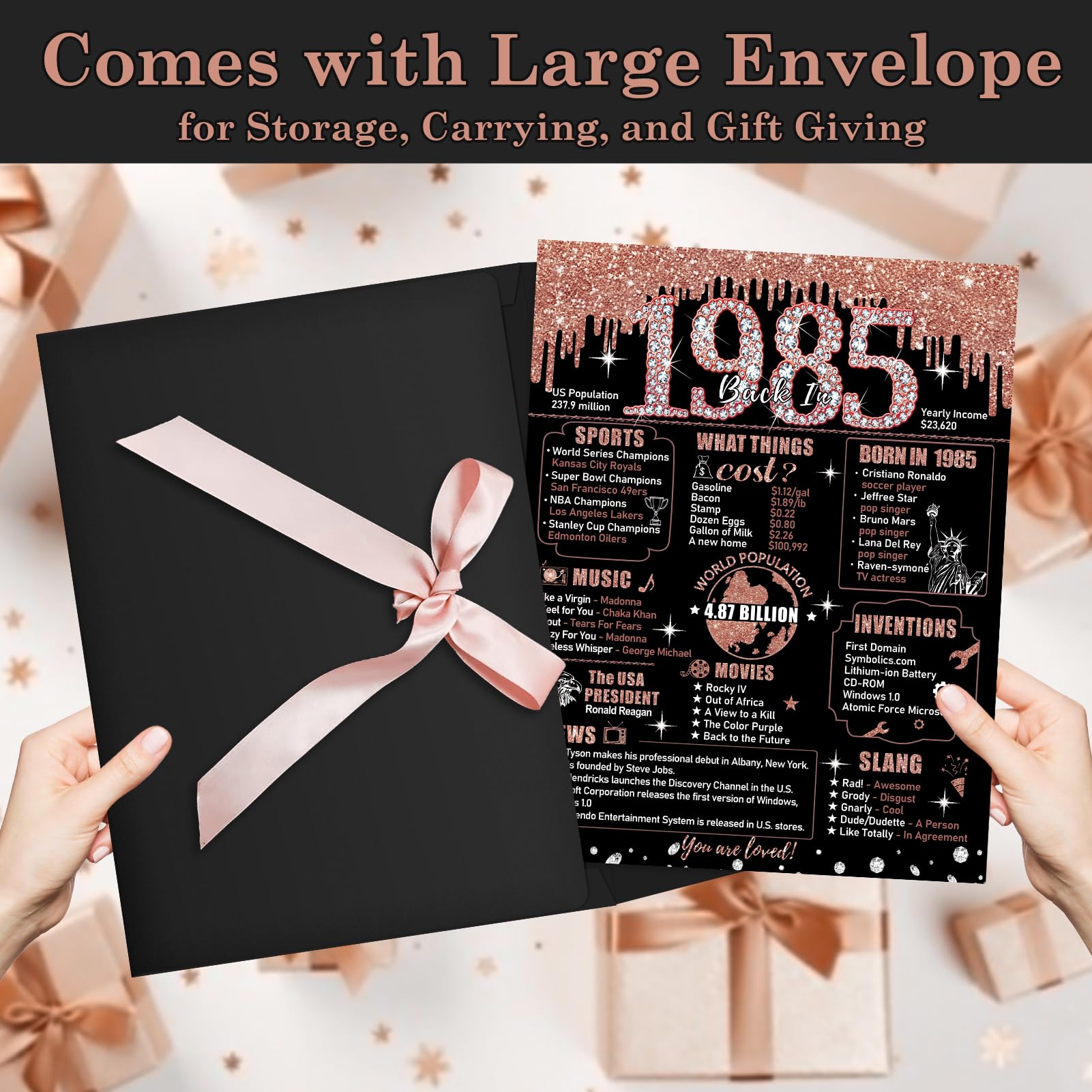 Riesige Geburtstagskarte Zum 40., 35,6 X 55,9 Cm, Roségold – Jumbo-Gästebuch Für Eine Unvergessliche Party